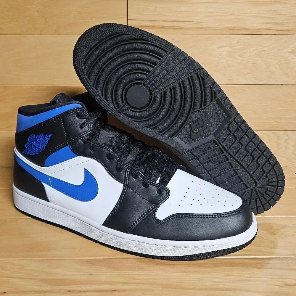 Air Jordan 1 Mid White Racer Blue Black Mens Shoe 554724-140